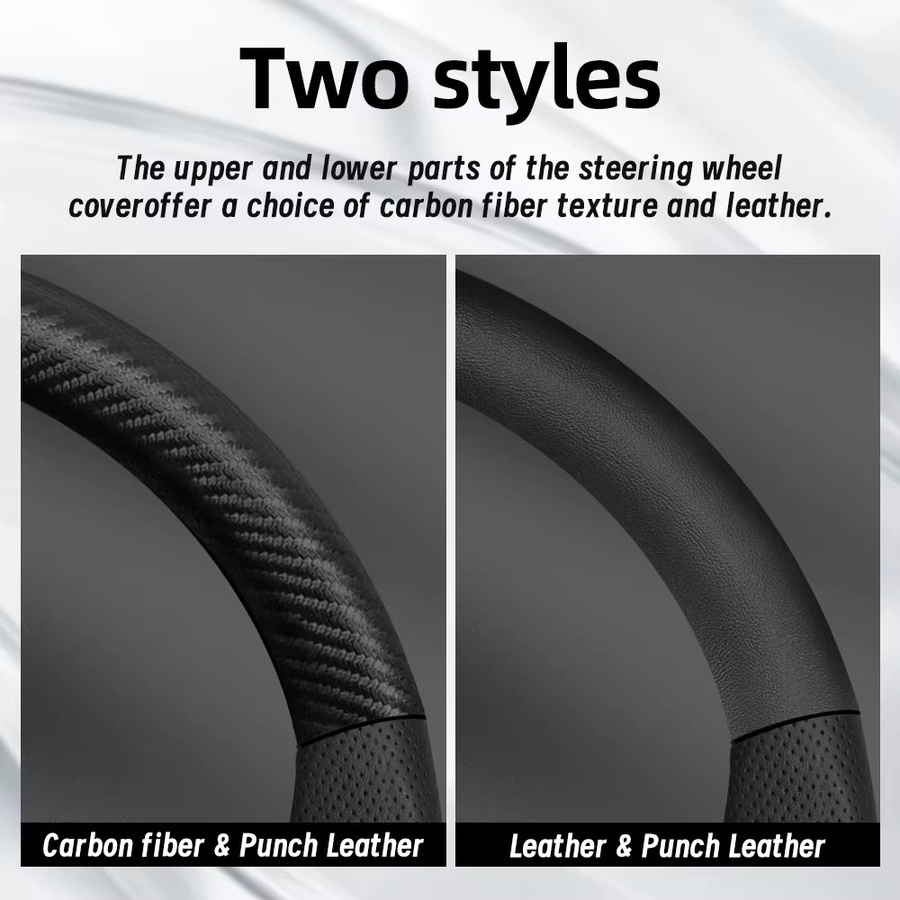 Hocasen Lenkradbezug aus perforiertem Leder mit Carbon-Struktur in Schwarz für Peugeot 508 3008 207 2008 307 SW 308 206 208 5008 301 Expert - Bild 3