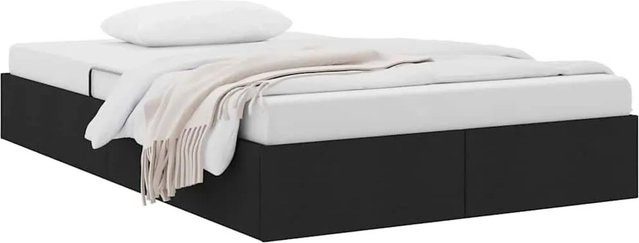 vidaXL Aufbewahrungsbett mit Kopfteil in Schwarz aus Stoff und Kunstleder mit Metallgestell, B/T/H: 120 x 200 x 203 cm - Bild 1