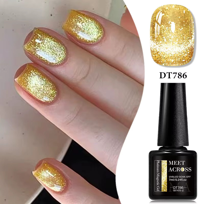 MEET ACROSS Magnetischer Gel Nagellack Platin, 7 ml, Glänzend - Bild 7
