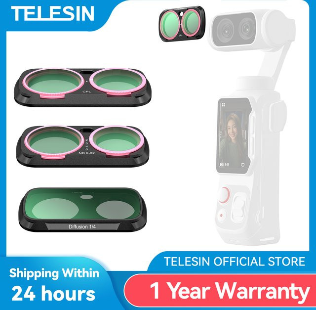 TELESIN Magnetisches Objektivfilter-Set für Insta360 Luna Ultra in Schwarz mit CPL VND und Diffusions-Nebel-Effekt (ND4 ND16 ND64) - Bild 1