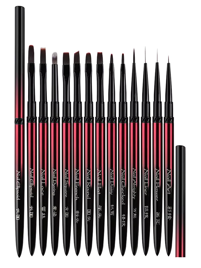 mifanxi Nagelzeichnungspinsel, Schwarz Rot Gradienten Griff, Glänzend - Bild 5