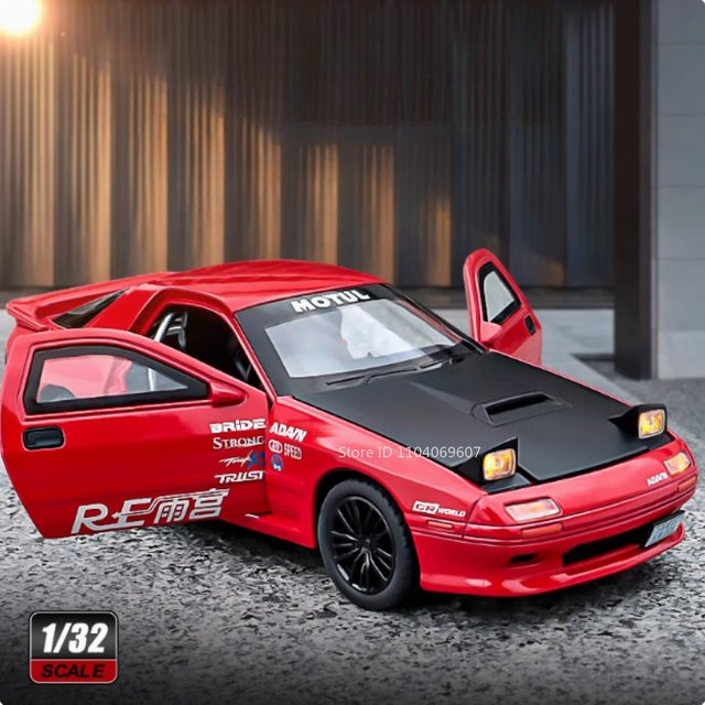 MAKEDA RX-7 Sportwagenmodell, Maßstab 1:32, mit Licht und Sound, Metall - Bild 1