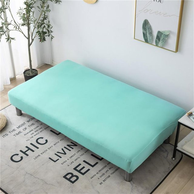 Housmife Schlafsofa-Bezug für Klappsofas ohne Armlehnen, einfarbig Türkis, Breite: 120-150 cm - Bild 1