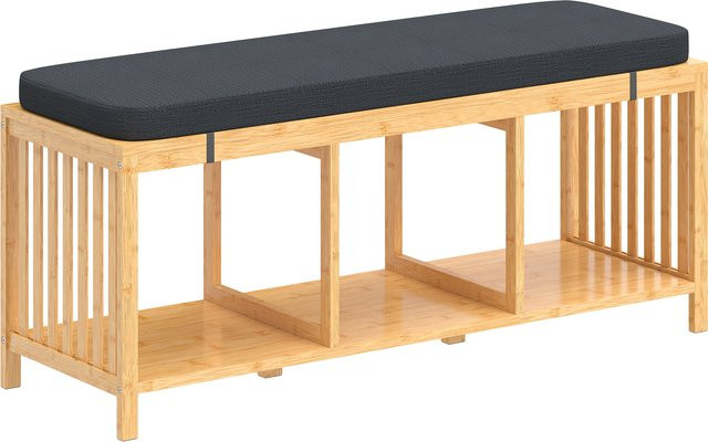 HOMCOM Schuhbank aus Bambus mit Sitzfläche und Schuhregal in Naturholz, B/T/H: 102 x 33 x 45 cm - Bild 1