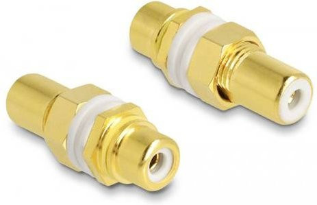 Delock 64141 Cinch Audio Adapter 1x Cinch-Buchse auf 1x Cinch-Buchse in Gold und Weiß - Bild 1