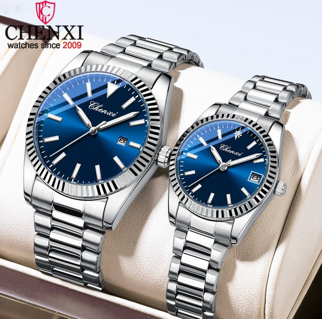 CHENXI Armbanduhr, Quarz, Edelstahl, Blau, Unisex - Bild 1