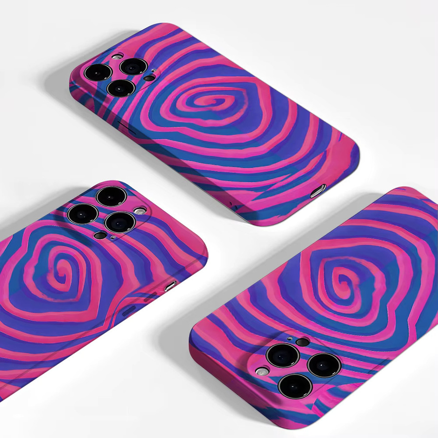 Aurea Case Matte Bumper MagSafe Schutzhülle für iPhone 13 bis 17 Pro Max in Pink Blau Wirbel-Design - Bild 3