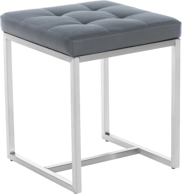 DELUKE Sitzhocker VELAN Polsterhocker aus Kunstleder in Grau, B/T/H: 40 x 40 x 48 cm - Bild 1
