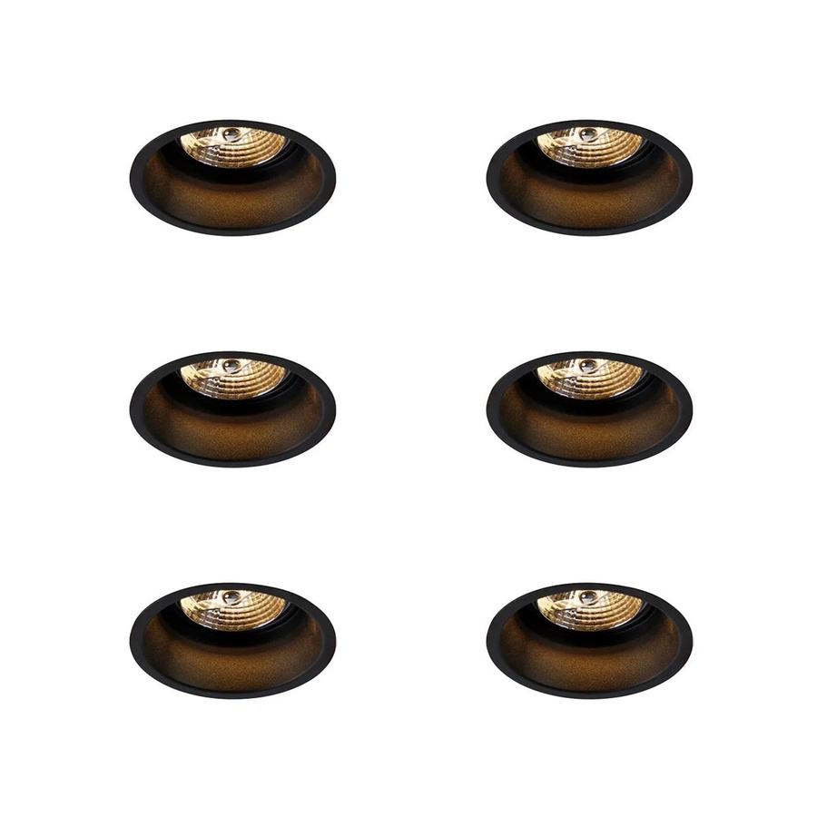 QAZQA Set mit 6 modernen Einbaustrahlern in Schwarz für Wohnzimmer, Küche und Flur - Bild 2