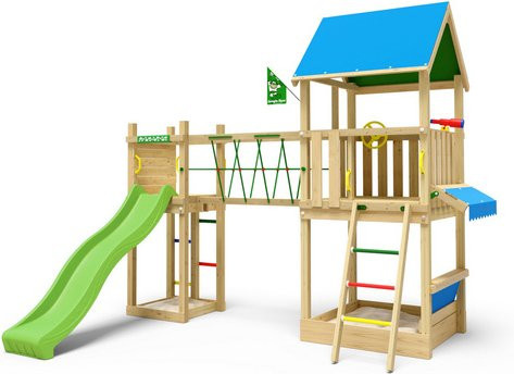 JUNGLE GYM Spielturm Coupe in Hellgrün mit Rutsche und Sandkasten, B/T/H: 307 x 344 x 301 cm - Bild 1