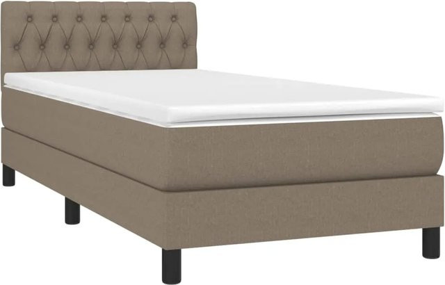 vidaXL Boxspringbett mit Matratze in Beige, Hybrid-Design mit LED-Unterbettbeleuchtung und USB-Anschluss, B/T/H: 90 x 193 x 78 cm - Bild 1