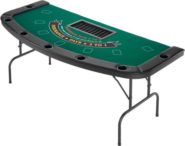 Buying Solutions MB Klappbarer Pokertisch für 7 Spieler in Schwarz mit Filzoberfläche und Metallgestell - Bild 1