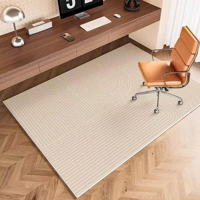 VIKAMA Schreibtisch- und Stuhlteppich in Beige, moderner rechteckiger Teppich für Home Office und Gaming, rutschfest und pflegeleicht - Bild 1