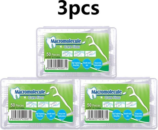 Super Six Polymer-Zahnseide-Stick, 3 Stück, Green - Bild 1