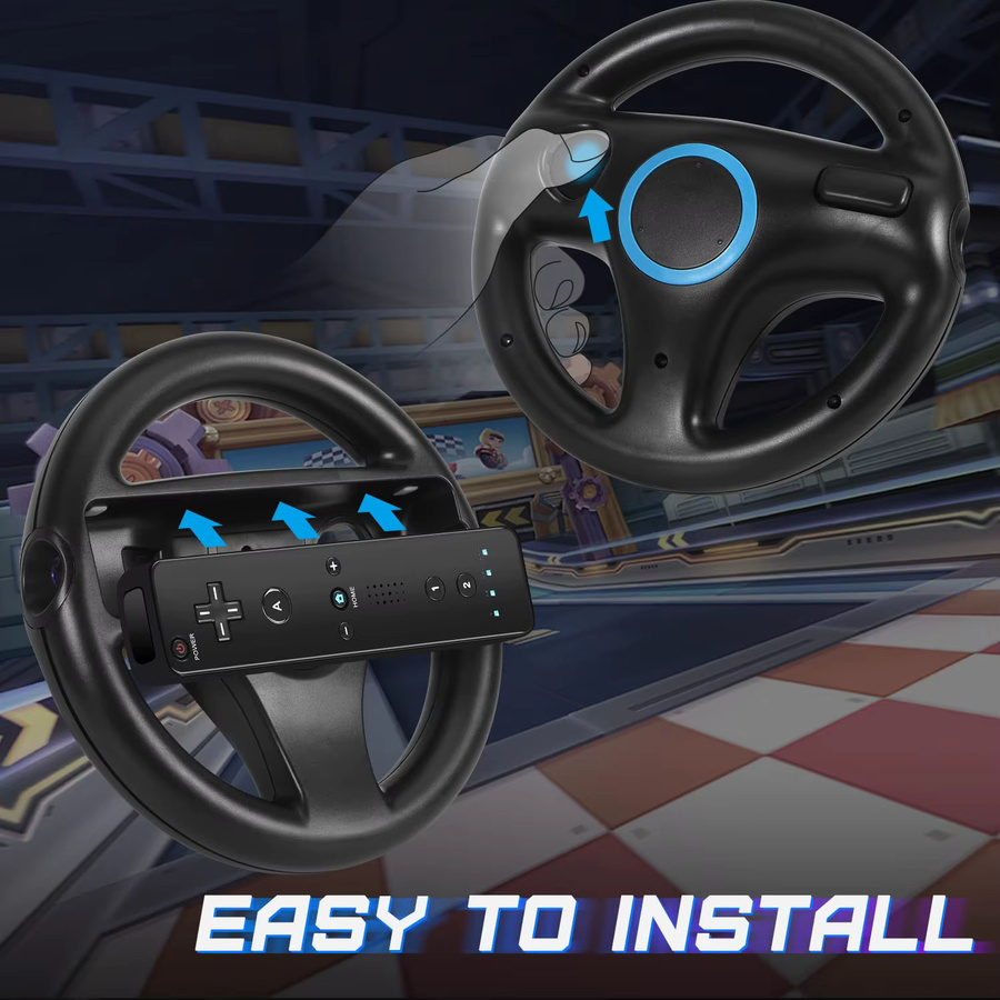 Nintendo Wii Lenkrad für Kart-Rennspiele in Schwarz-Weiß - Bild 2