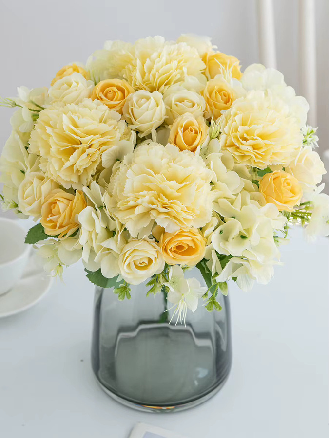 Künstliche Blumen Mix aus Nelken und Rosen von XIAOYINMO für deine Dekoration als Brautstrauß, Kranz oder Tischgesteck für Heim, Garten und Hochzeit - Bild 2