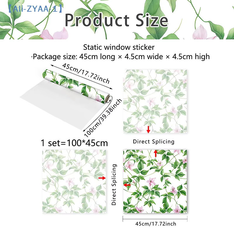JETTING Sonnenschutz-Glasaufkleber mit Retro-Blumenranken, dekorativer Fensteraufkleber in Grün und Mehrfarbig - Bild 2