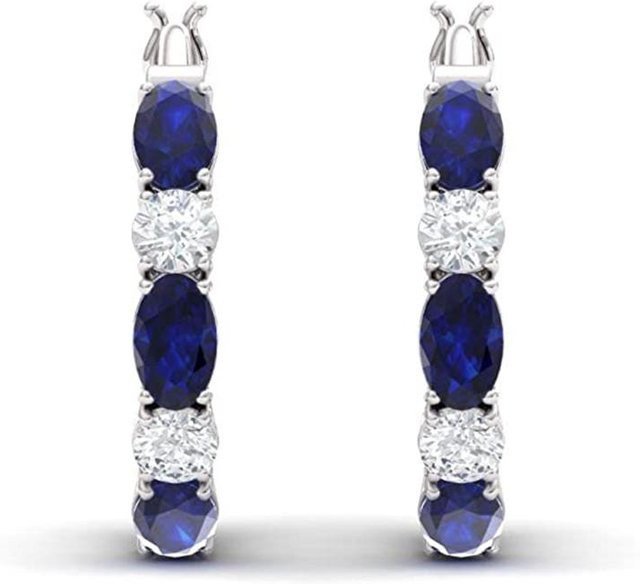 YIRAN Jewelry Creolen, Zirkonia, blau/weiß, Damen - Bild 1