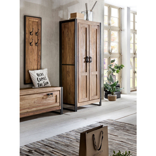 SIT Schuhschrank PANAMA aus Akazienholz und Metall in Braun mit integrierter Sitzfläche und Klappfächern, B/T/H: 130 x 40 x 50 cm - Bild 3