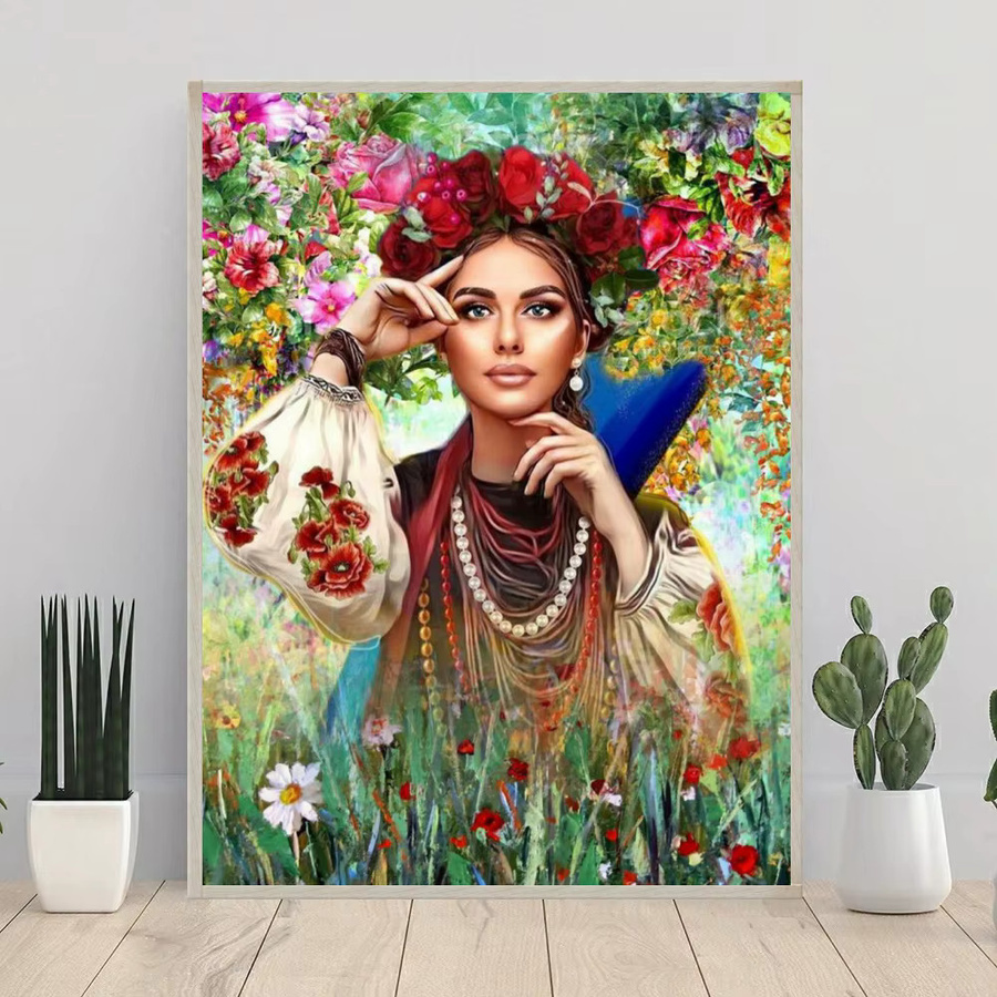 YUTTEE 5D DIY Diamantmalerei Motiv Schönheit Frau als Kreuzstich Mosaik Kunst Set mit runden Steinen in Multicolor - Bild 2