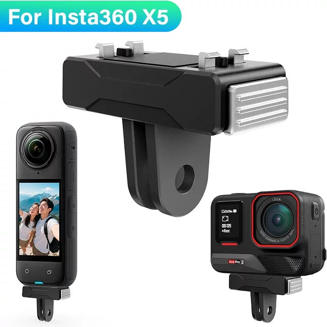 Magnetische Adapter Halterung für Insta360 X5, Ace Pro 2 und Ace Pro in Schwarz mit Quick Release System - Bild 1