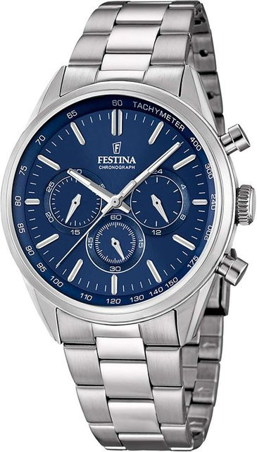 Festina Chronograph, Quarz, Edelstahl, Blau, 44 mm, Herren - Bild 1