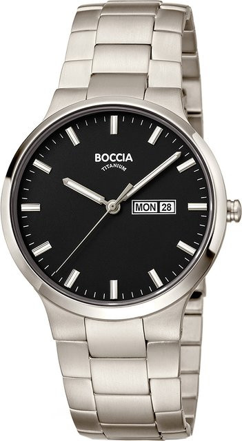 Boccia Herrenuhr Titanium, Quarz, Schwarz, 39 mm, 5 ATM - Bild 1