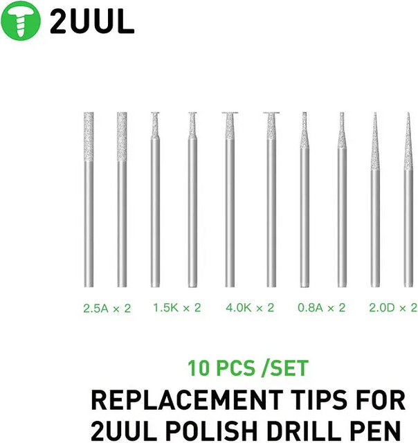 2UUL Ersatzspitzen für Polierstift Set, 10 Stück, Silber, Durchmesser: 2,35 mm, Universeller Polierkopf für Handy-Reparaturwerkzeuge - Bild 1