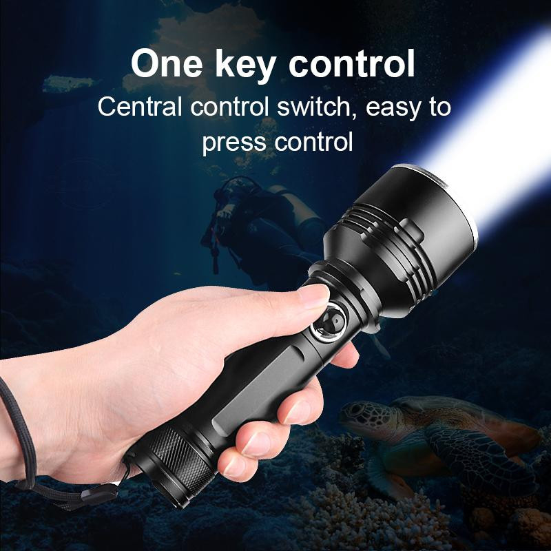 Pawell Professionelle Tauchlampe mit 800000 lm und XHP160-LED-Docht, leistungsstarke Amphibien-Taschenlampe inklusive C-26650 Akku und Ladegerät - Bild 5