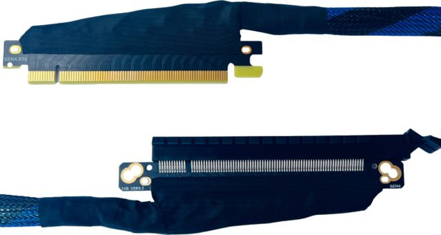 ADT-Link PCI E 4.0 x 16 Grafikkarten-Biegungskabel Gen4 in Schwarz und Silber mit 32 cm Länge - Bild 1