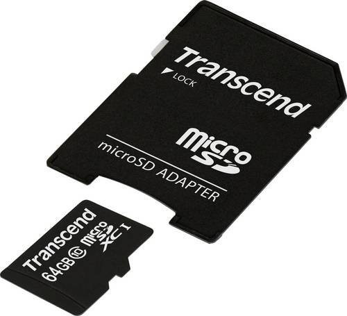 Transcend Premium microSDXC Industrial Speicherkarte 64GB Class 10 UHS-I inklusive SD-Adapter in Schwarz - Bild 1