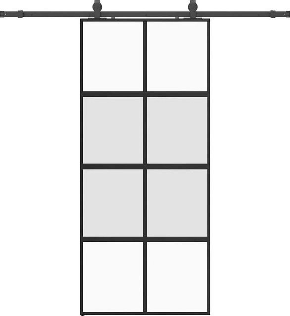 vidaXL Schiebetür aus Hartglas in Schwarz mit Aluminiumbeschlag, B/H: 90 x 205 cm - Bild 1