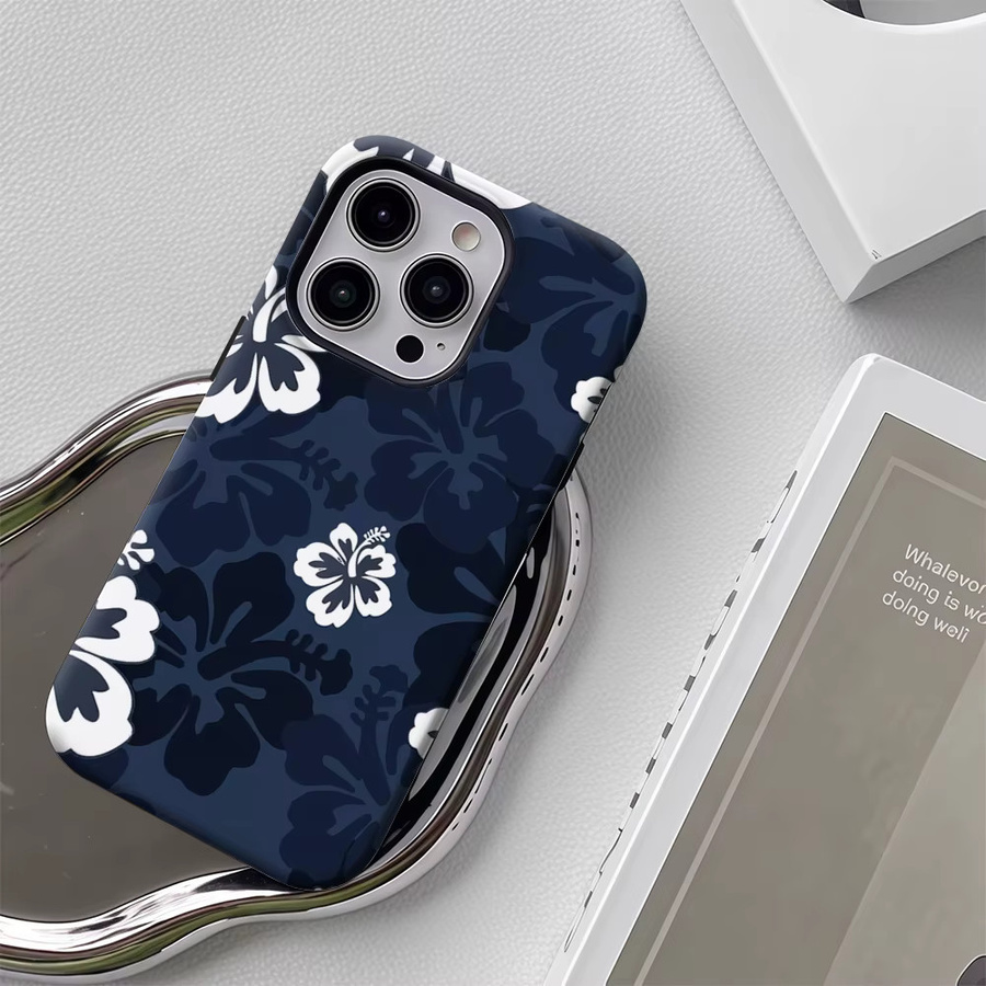 Potdemiel Handyhülle Blue Hibiscus mit doppelschichtiger Rückseite für iPhone 17 16 15 14 13 12 Pro Max Plus - Bild 5