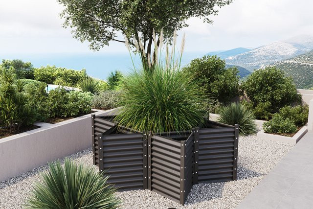 OUTFLEXX Hochbeet aus Aluminium-Zink-Stahl in Anthrazit, verstellbar, B: 192 cm, T: 167 cm, H: 84 cm - Bild 1