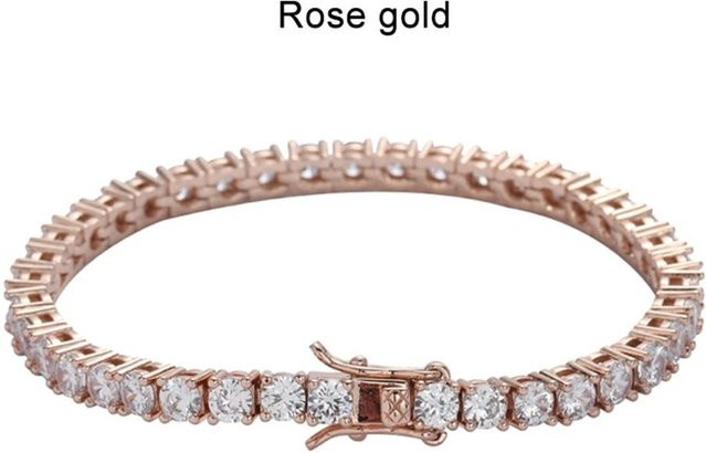 YY-TK Tennisarmband Edelstahl, Moissanit, Roségold, Damen, 20 cm - Bild 1