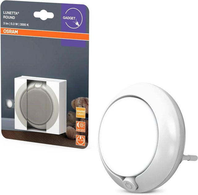 Osram LED-Nachtlicht Lunetta Round in Weiß mit Dämmerungssensor, Warmweiß, Durchmesser: 7,1 cm - Bild 2