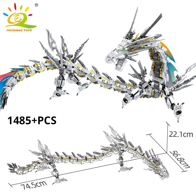 HUIQIBAO Weißer Drache Modell Bausteine, 1485 Teile - Bild 2