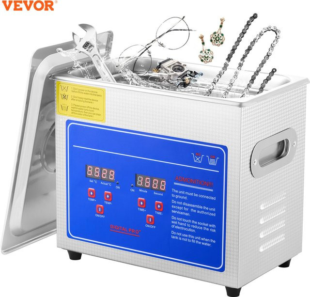 VEVOR Ultraschall-Reinigungsmaschine aus Edelstahl mit digitaler Heizung und Timer, Silber, 3 l - Bild 1