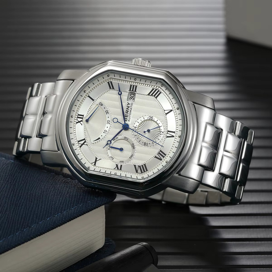 BERNY Armbanduhr, Automatik, Edelstahl, Saphirglas, Silber, Herren - Bild 2