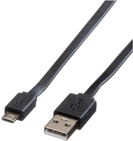 Roline USB 2.0 Kabel mit USB-A und Micro-USB Stecker, Schwarz, Länge: 1,00 m - Bild 1