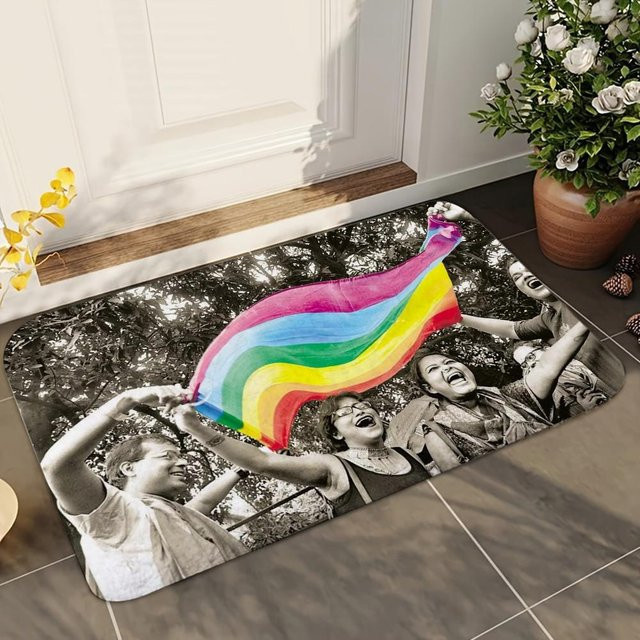 Miniso Regenbogen LGBT Badezimmer Matte, rutschfest und saugfähig, B/B: 40 x 60 cm, Multicolour - Bild 1