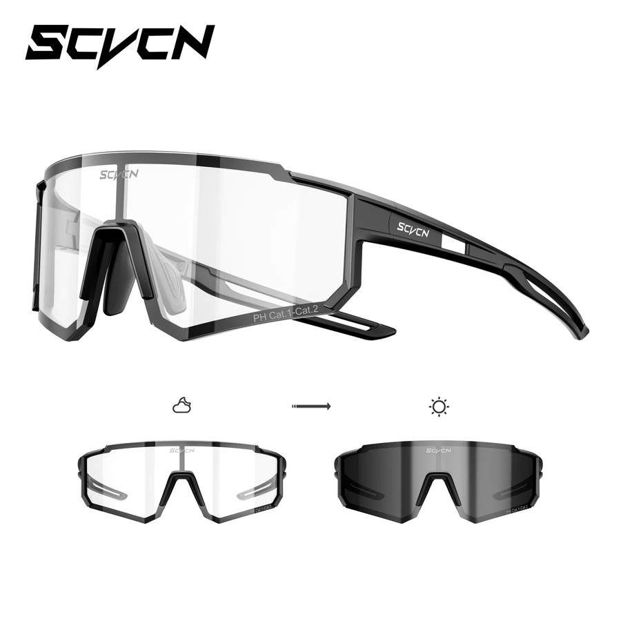 SCVCN Photochrome Sonnenbrille, Vollrand, Schwarz, Unisex - Bild 2