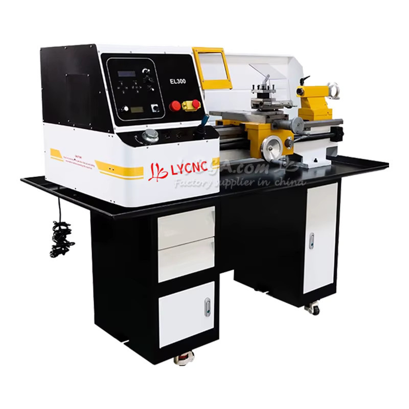 Automatische CNC-Programmierdrehmaschine LY Präzisionsmetalldrehmaschine zum Gravieren, Schneiden und Fräsen mit Sockel, Farbe: Weiß - Bild 1