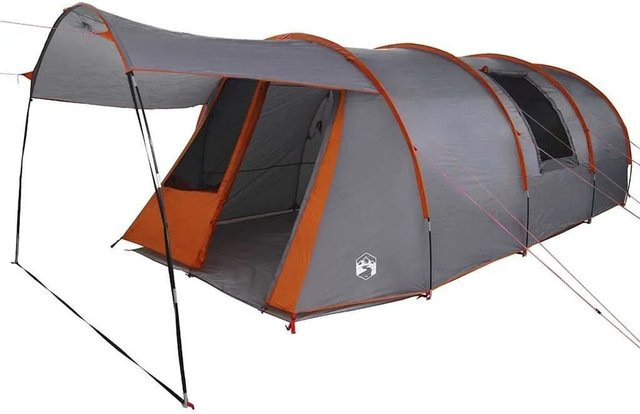 vidaXL Tunnelzelt mit Dach in Grau und Orange, B/T/H: 740 x 370 x 220 cm - Bild 1