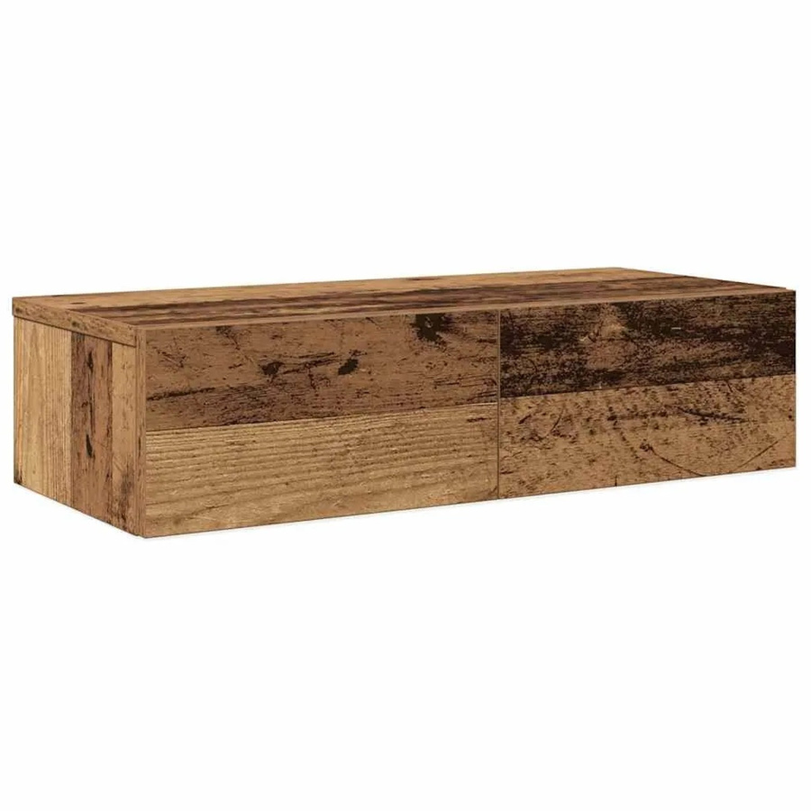 vidaXL Wandregal mit Schubladen in Altholz-Optik, Braun, B/T/H: 60 x 26,5 x 15 cm - Bild 2