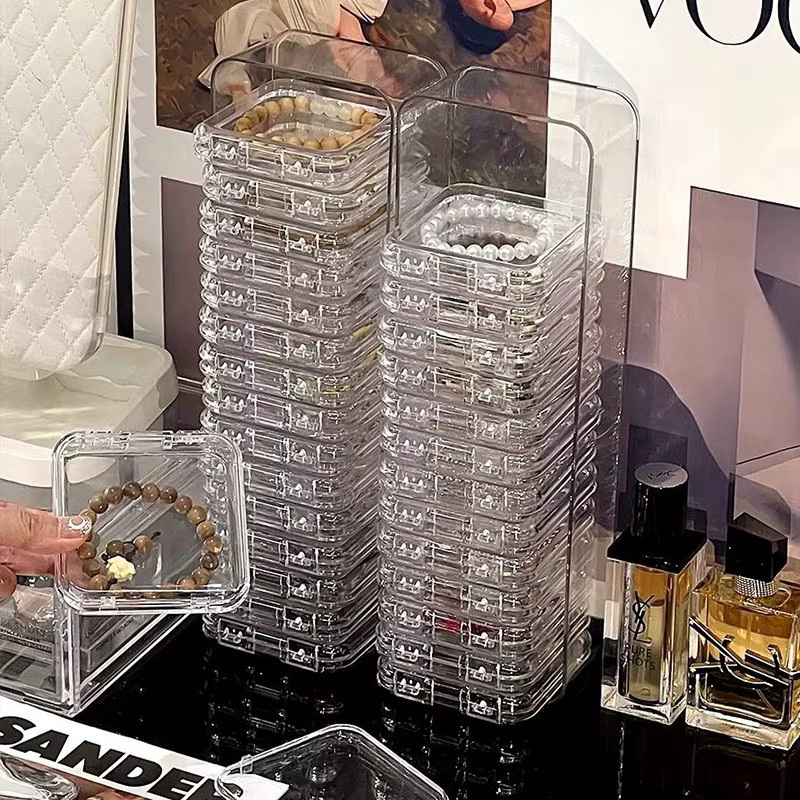 Yidensy Schmuck-Organizer-Boxen aus Kunststoff, 10 Stück, transparent, staubdichte Aufbewahrungsboxen für Armbänder, Ohrringe und Anhänger - Bild 5