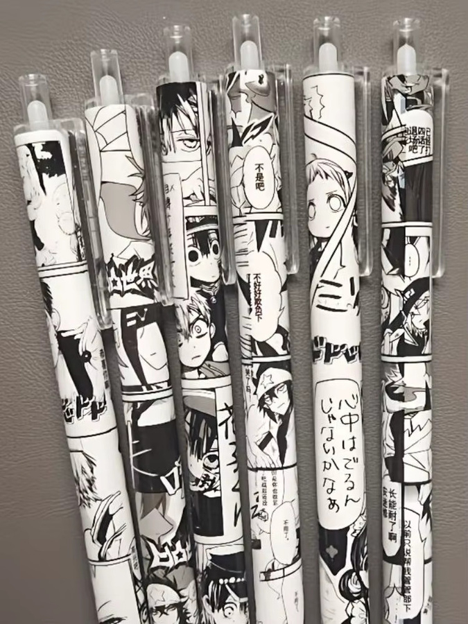24 Anime Motiv Tintenstifte mit zufälligen Designs, 24 Stück, schwarze Tinte auf Wasserbasis, Büro- und Schulbedarf - Bild 4