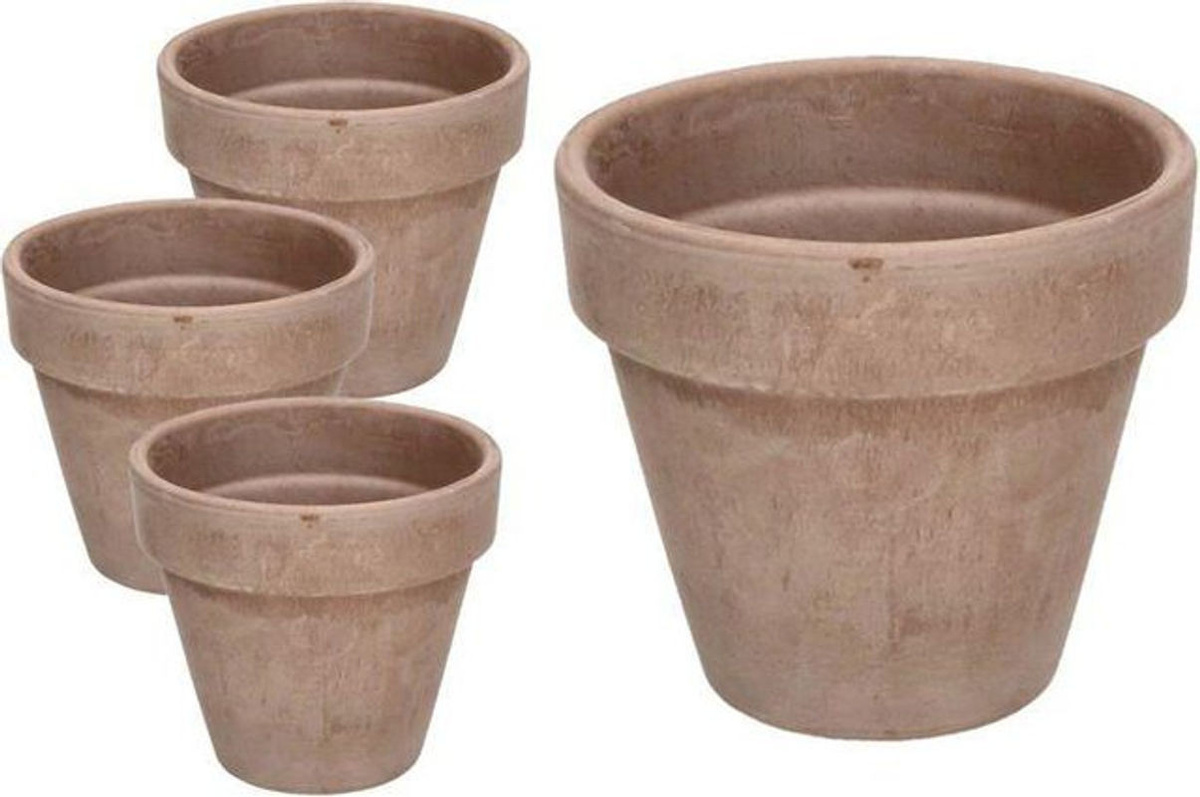 Set aus 4 KOTARBAU® Keramik-Blumentöpfen in Terrakotta Braun, rund mit Rand, Durchmesser: 11 cm - Bild 1