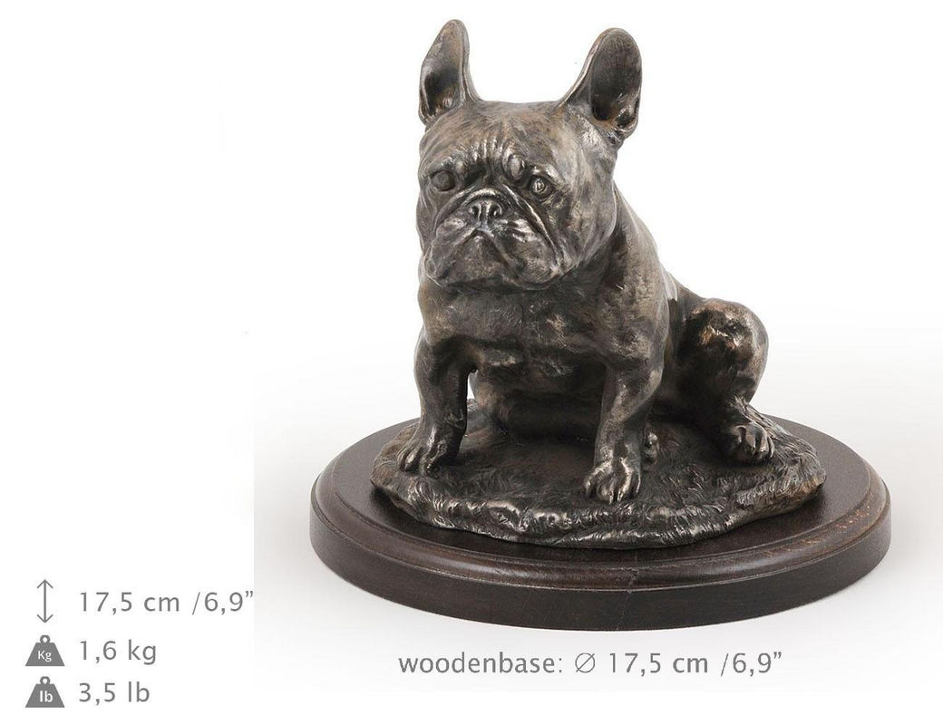 Art-Dog Frenchie III Französische Bulldogge Figur in Grau aus Kunstharz und Holz als dekorative Hundestatue - Bild 2