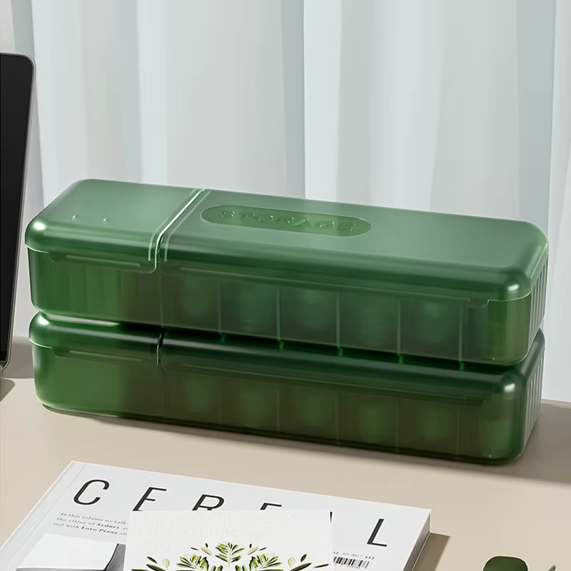 Emenne Kabelaufbewahrungsbox aus Kunststoff für Desktop und Ladegeräte, Sortierbox mit mehreren Fächern in Weiß und Grün - Bild 2